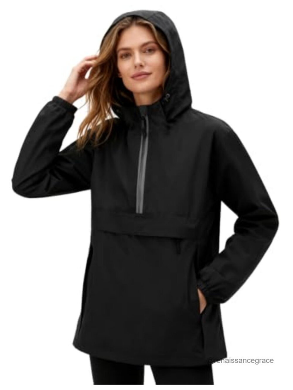 Packable Women's Waterproof Rain Jacket Hooded Pullover Lightweight